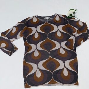 Boden Modern Print Lightweight Wool Crewneck Sweater‎ Size 4